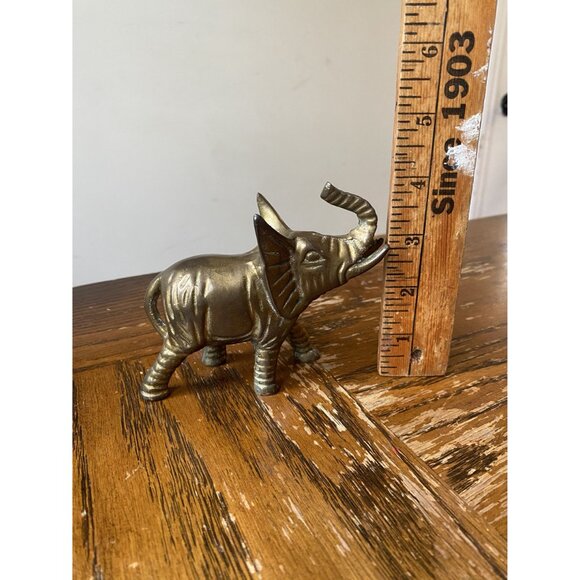 Vintage Solid Brass Elephant Figurine 4" - Picture 4 of 7